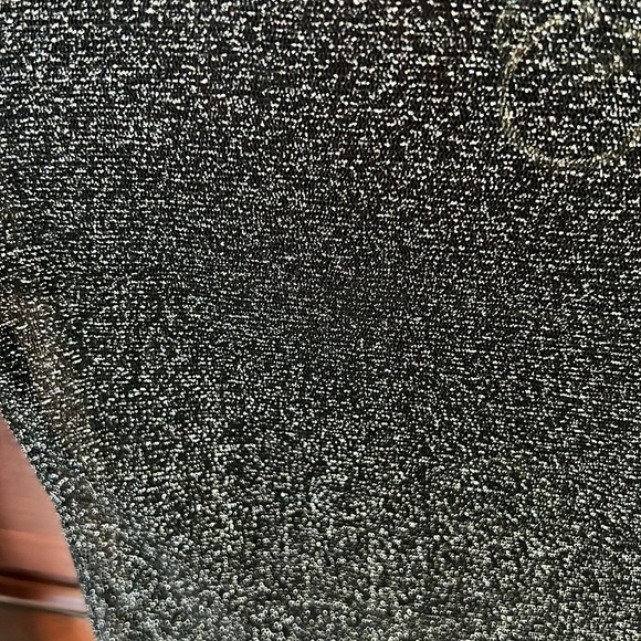 Zara Sheer Mock Neck Long Sleeve Black Metallic Top Medium - Picture 3 of 6